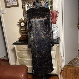 NWT PAUL SMITH GORGEOUS WOMEN’S SEXY BLACK MULTICOLOR LONG SLEEVE DRESS …